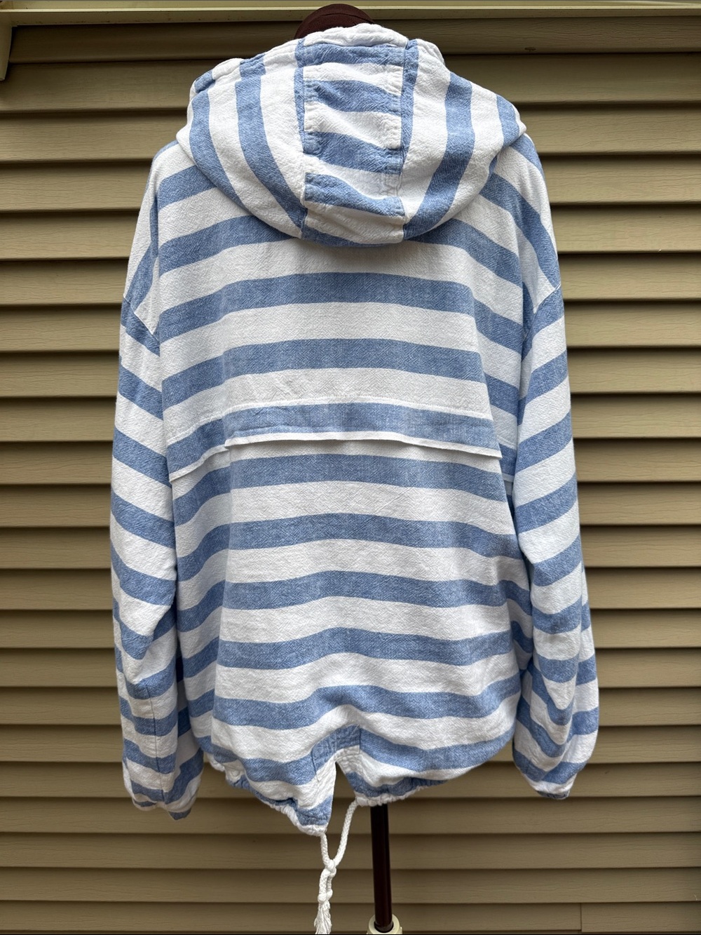 Thread & Supply Linen Blend Blue & White Striped Hooded Pullover Size XL - Picture 10 of 13